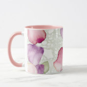 Abstract Floral Pink, Lavender, Green Coffee Mug Mok (Links)