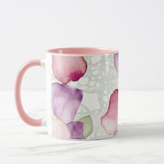 Abstract Floral Pink, Lavender, Green Coffee Mug Mok (Links)