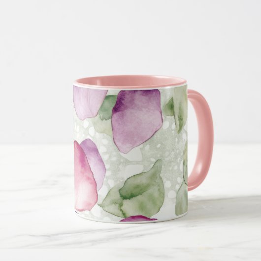 Abstract Floral Pink, Lavender, Green Coffee Mug Mok (Voorkant rechts)