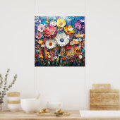 Abstract Floral Poster (Keuken)