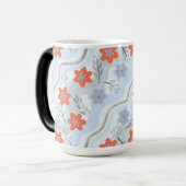 Abstract Floral Retro Swirls Magische Mok (Voorkant links)
