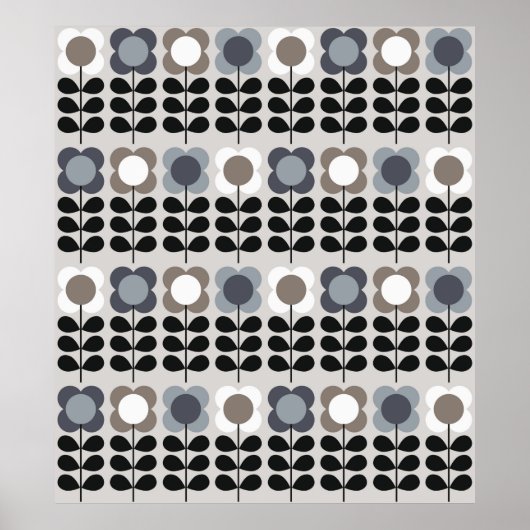 Abstract floral seamless pattern. Nordic style. Vi Poster (Voorkant)