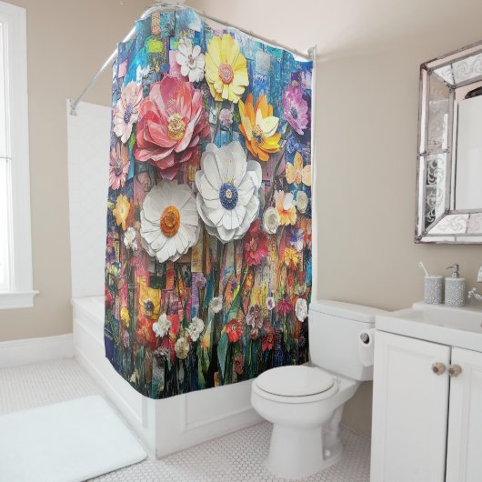 Abstract Floral Shower Curtain Douchegordijn (In situ)