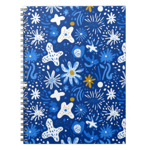 Abstract Floral Star Pattern Spiraalgebonden Notit Notitieboek