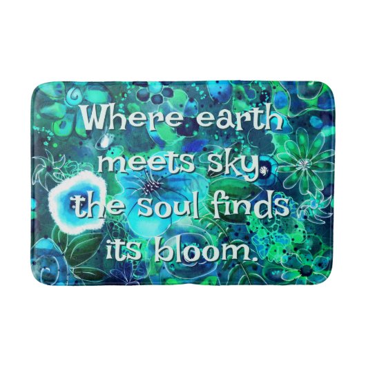 Abstract Floral Teal Blue Green Personalized Badmat (Voorkant)