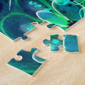 Abstract Floral Teal Blue Green Personalized Legpuzzel (Zijkant)