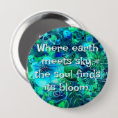 Abstract Floral Teal Blue Green Personalized Ronde Button 4,0 Cm (Voorkant /achterkant)