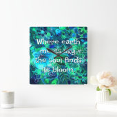Abstract Floral Teal Blue Green Personalized Vierkante Klok (Huis)