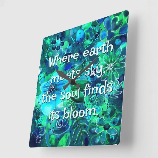 Abstract Floral Teal Blue Green Personalized Vierkante Klok (Hoek)