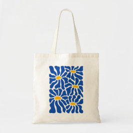 Abstract Floral Tote Bag | Blue Retro Art
