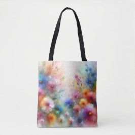 Abstract Floral Tote in Watercolor Style Bag