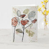 Abstract Floral Watercolordoodle Card Kaart (Gele Bloem)