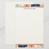 Abstract Floral with Rose Gold Border Briefpapier (Voorkant / Achterkant)