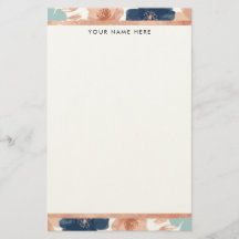 Abstract Floral with Rose Gold Border