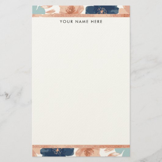 Abstract Floral with Rose Gold Border Briefpapier (Voorkant)