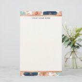 Abstract Floral with Rose Gold Border Briefpapier (Staand voorkant)