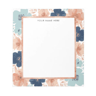 Abstract Floral with Rose Gold Border Notitieblok