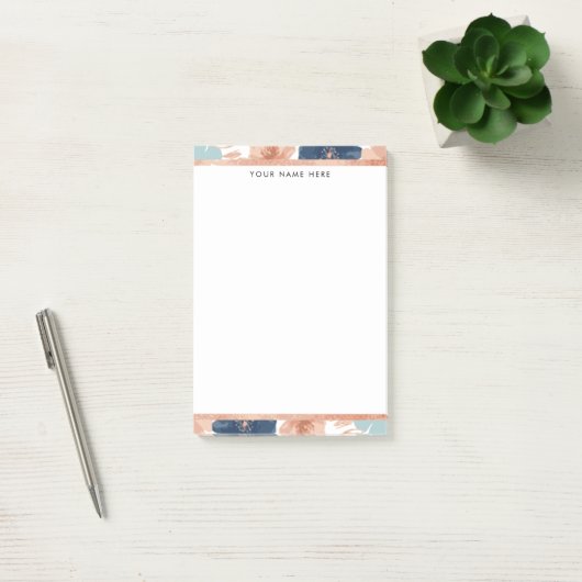 Abstract Floral with Rose Gold Border Post-it® Notes (Kantoor)