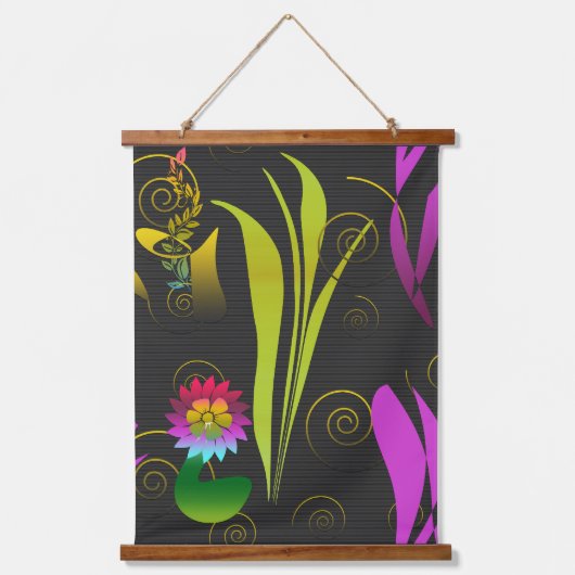 Abstract Floral with Spirals 1 Hangend Wandkleed (Voorkant)
