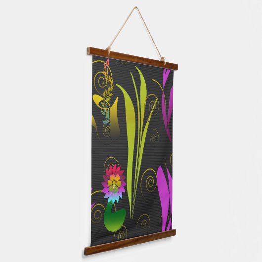 Abstract Floral with Spirals 1 Hangend Wandkleed (Gebogen)