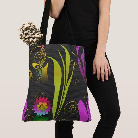 Abstract Floral with Spirals 1 Tote Bag (Dichtbij)