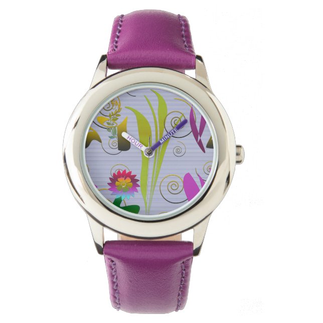 Abstract Floral with Spirals 3 Horloge (Voorkant)