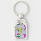 Abstract Floral with Spirals 3 Sleutelhanger (Voorkant)