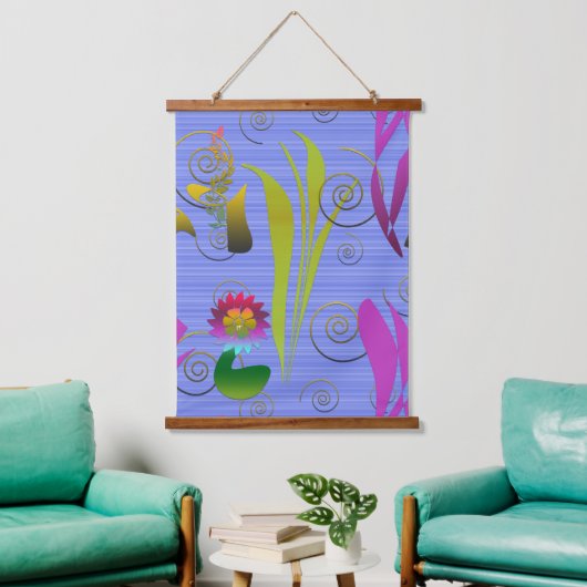Abstract Floral with Spirals 5 Hangend Wandkleed (Woonkamer)