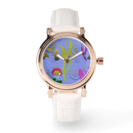 Abstract Floral with Spirals 5 Horloge