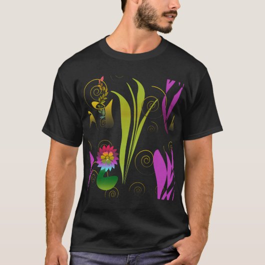 Abstract Floral with Spirals T-shirt (Voorkant)