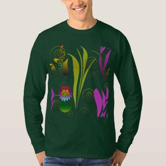 Abstract Floral with Spirals T-shirt (Voorkant)