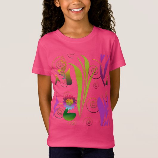 Abstract Floral with Spirals T-shirt (Voorkant)