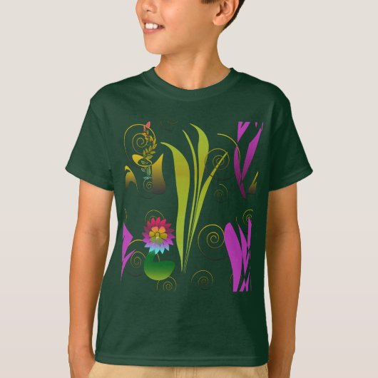 Abstract Floral with Spirals T-shirt (Voorkant)