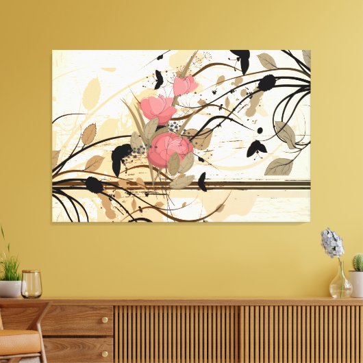 Abstract  Floral Wrapped Canvas (Insitu (Woonkamer))