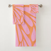 Abstract floreel barstpatroon pastel oranje & roze