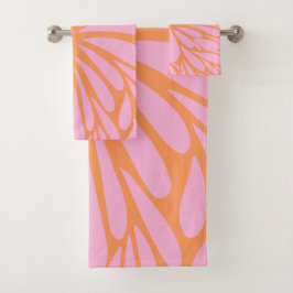 Abstract floreel barstpatroon pastel oranje & roze bad handdoek