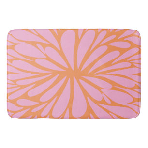 Abstract floreel barstpatroon pastel oranje & roze badmat