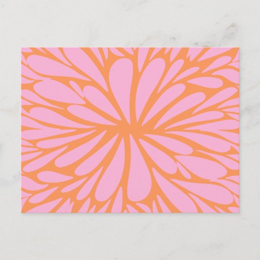 Abstract floreel barstpatroon pastel oranje & roze briefkaart (Voorkant)