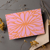Abstract floreel barstpatroon pastel oranje & roze briefkaart