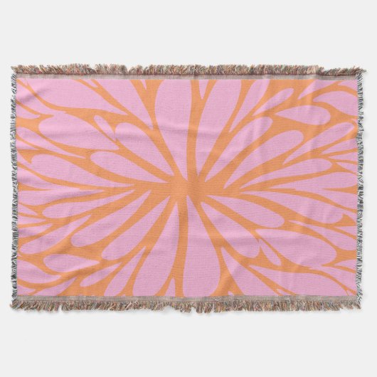 Abstract floreel barstpatroon pastel oranje & roze deken (Voorkant)