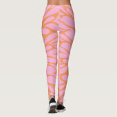 Abstract floreel barstpatroon pastel oranje & roze leggings (Achterkant)