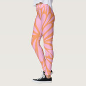 Abstract floreel barstpatroon pastel oranje & roze leggings (Links)