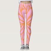 Abstract floreel barstpatroon pastel oranje & roze leggings (Voorkant)