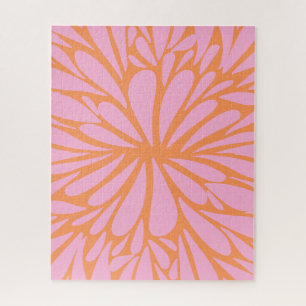 Abstract floreel barstpatroon pastel oranje & roze legpuzzel