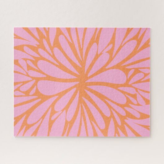 Abstract floreel barstpatroon pastel oranje & roze legpuzzel (Horizontaal)