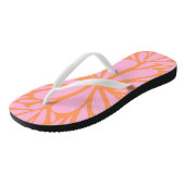 Abstract floreel barstpatroon pastel oranje & roze teenslippers (Schuin)