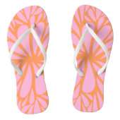 Abstract floreel barstpatroon pastel oranje & roze teenslippers (Voetbed)