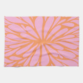 Abstract floreel barstpatroon pastel oranje & roze theedoek (Horizontaal)