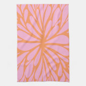 Abstract floreel barstpatroon pastel oranje & roze theedoek (Verticaal)