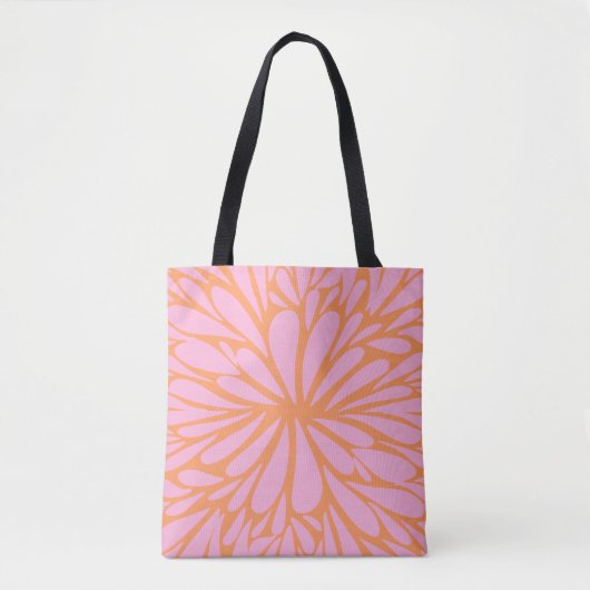 Abstract floreel barstpatroon pastel oranje & roze tote bag (Voorkant)